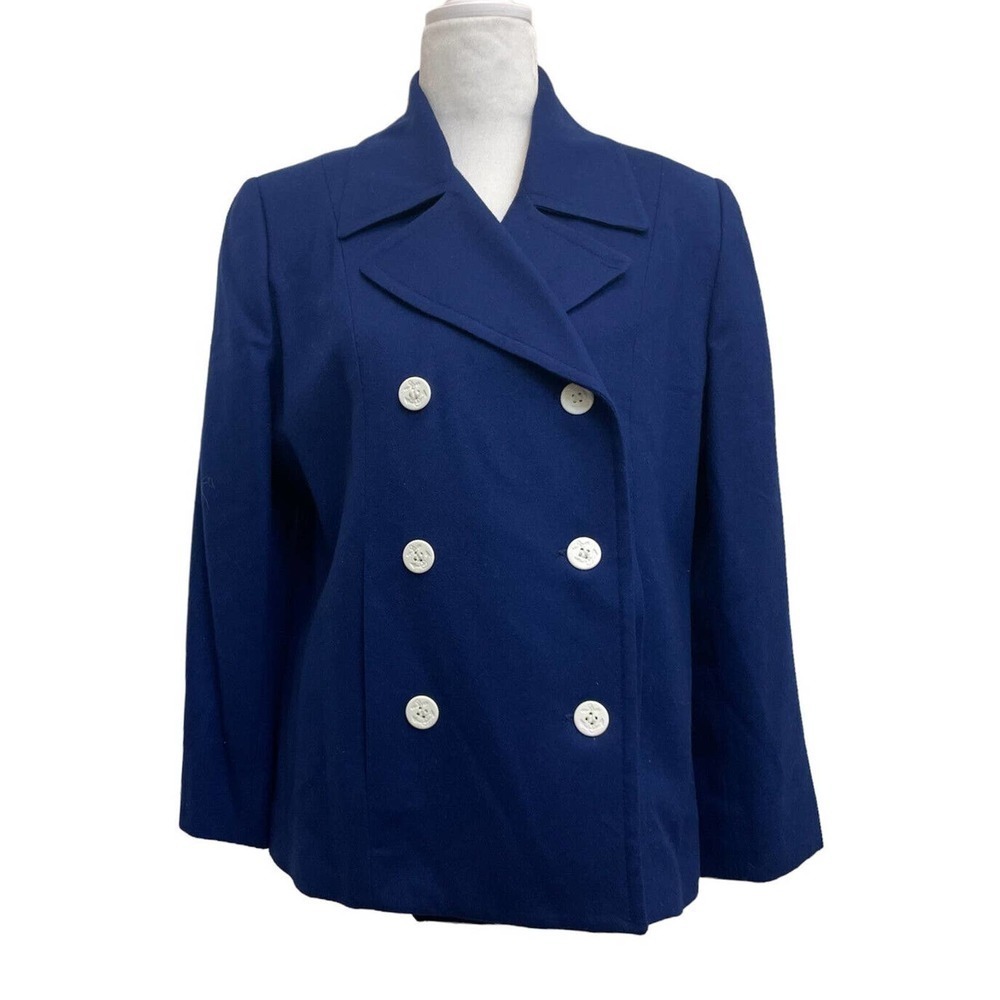 Kristen Blake Vintage Blue Merino Wool Double Breasted Peacoat Union Tag